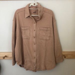 Aerie Fleece Button Up Shirt in Toasty